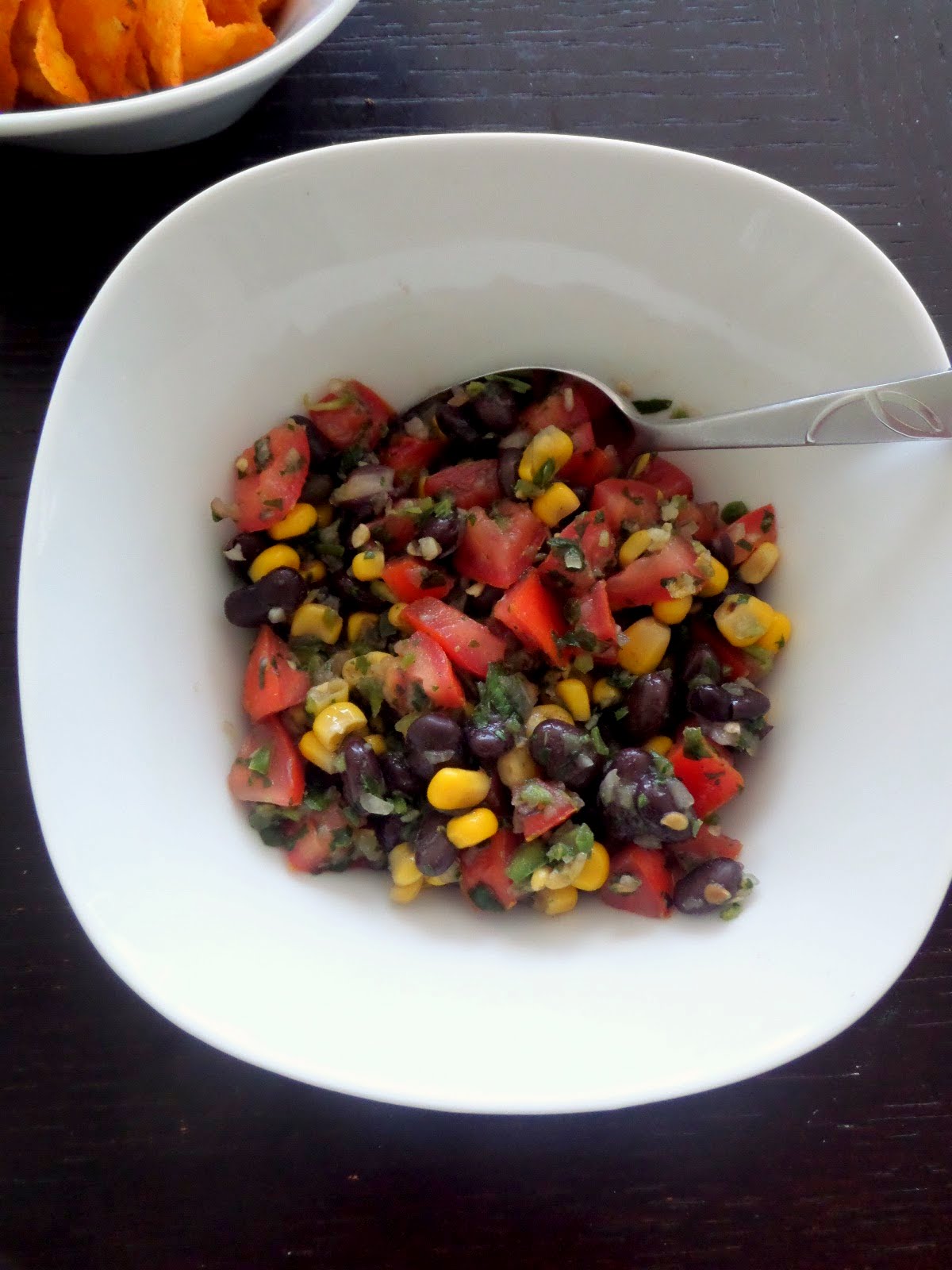 Black Bean and Corn Salsa:  Delicious salsa packed with healthy black beans and corn.  Great as a gameday snack, with tacos, or anytime.