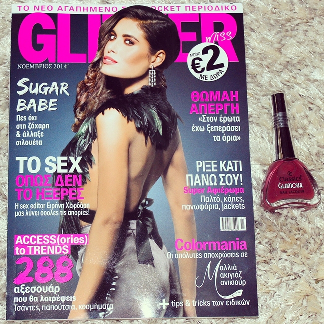 Instagram @lelazivanovic Instagram @lelazivanovic. Miss Glitter 2014. Thomai Apergi. Greek magazines.Classics Glamour nail lacquer (nail polish).