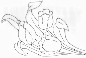 desenho de tulipas para pintar em tecido