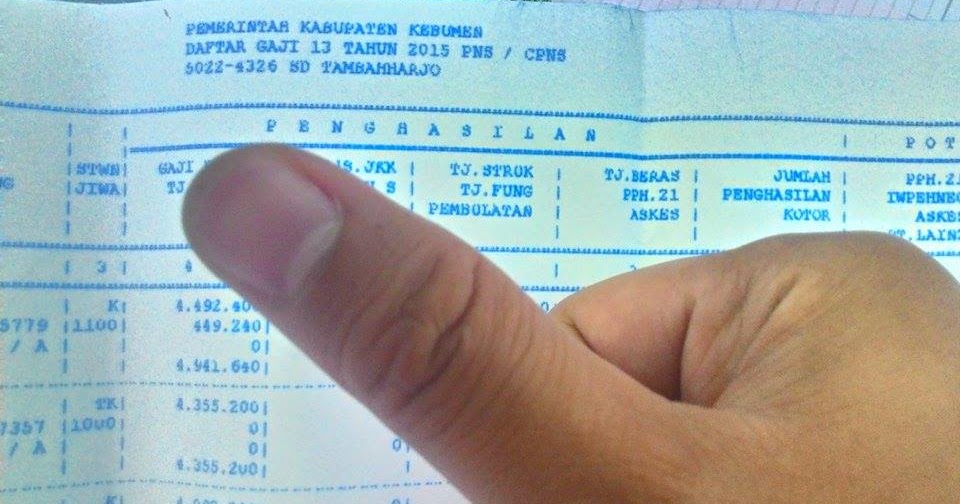 Ini Penampakan Leger Gaji 13 Pns Cpns Cair Bulan Juli 2015 Sd Negeri Tambaharjo