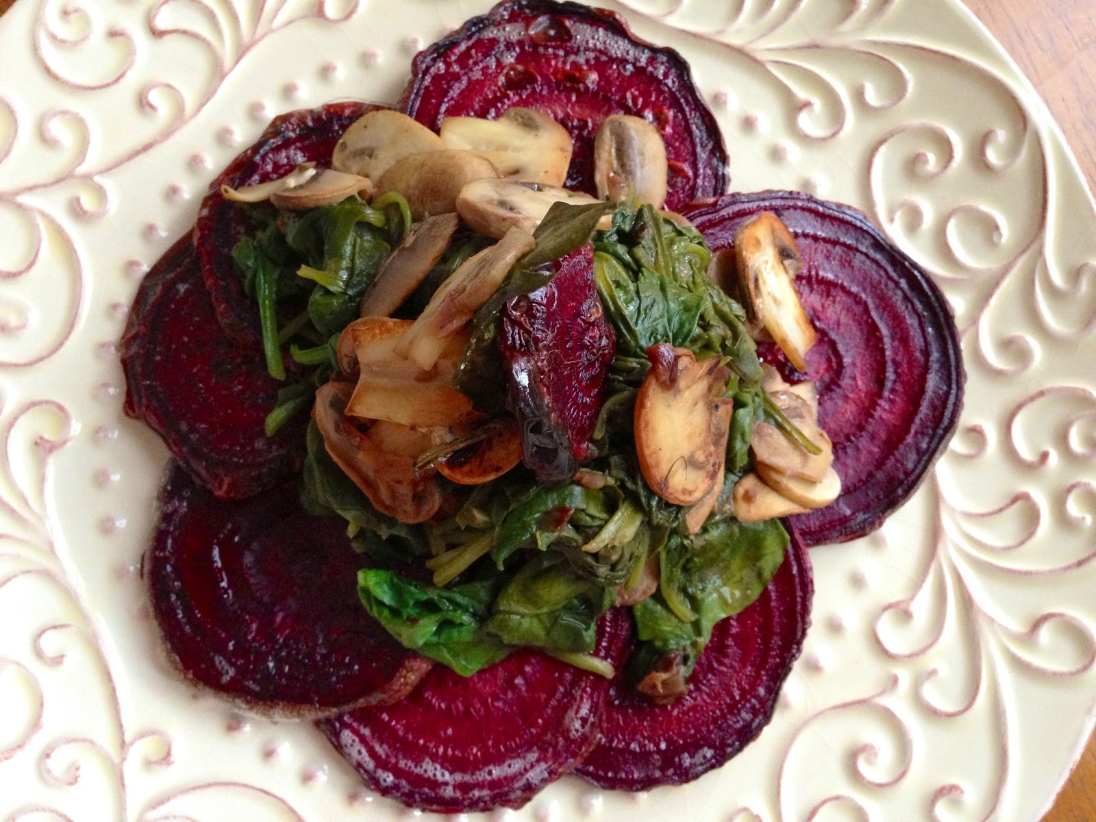 glutenfreehappytummy Beet "Steaks" w/ Zesty Spinach! GF, V, SCD & Paleo!