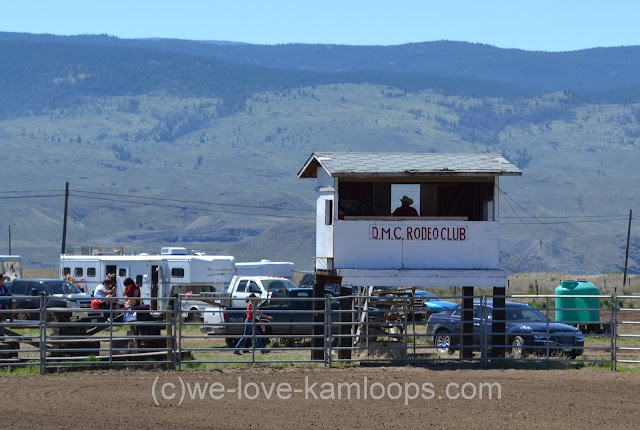 The announcing booth sits above the rodeo ring for a good view