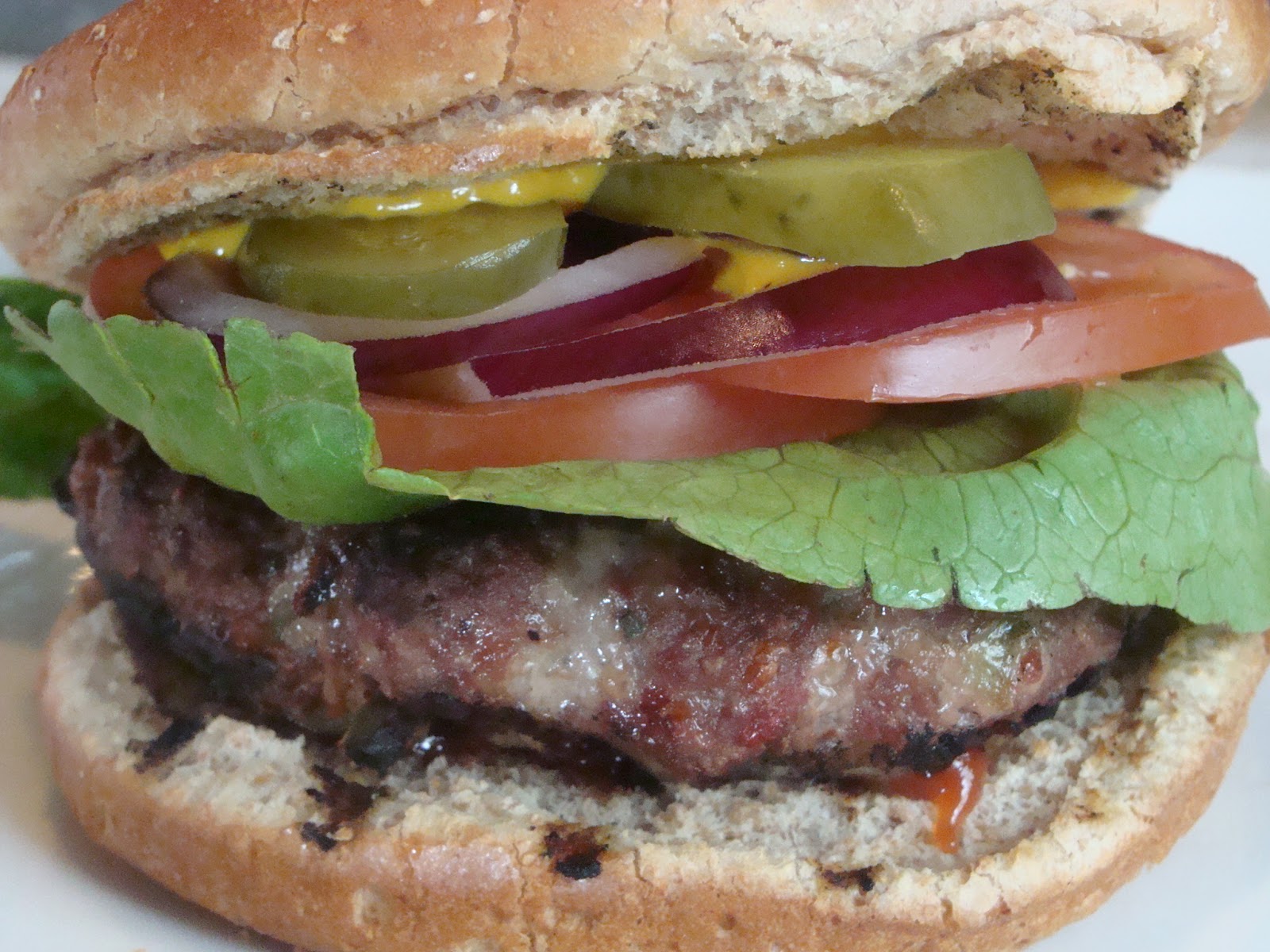 Inside Heather's Home Grilled Jalapeno Burgers (Mild)