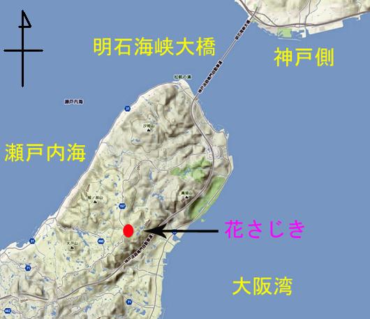 a map of Awaji-Island, the location of Hana-sajiki