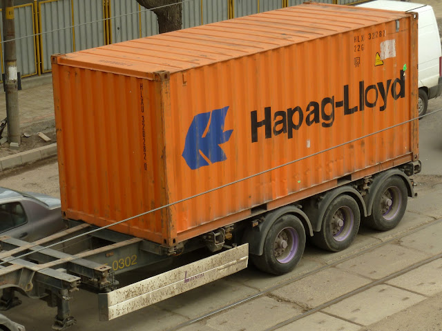 SCANIA 124L 420 4x2 White Truck + Container Trailer Orange Container