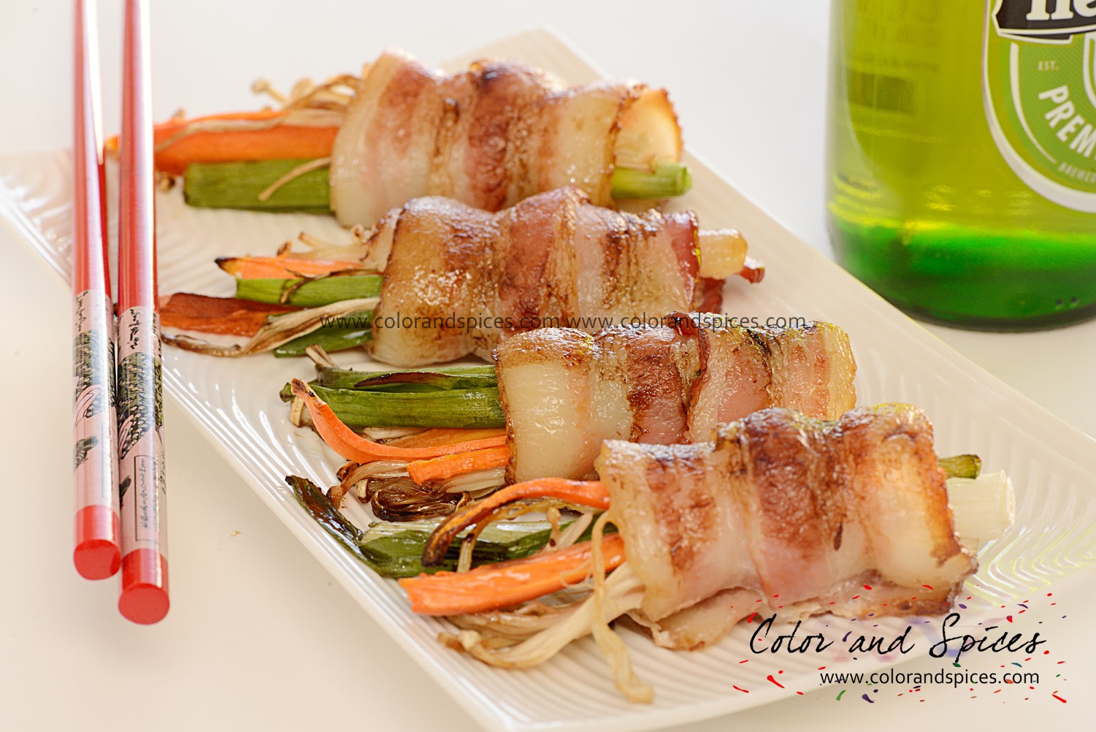 Color and Spices Bacon wrapped Enoki mushrooms
