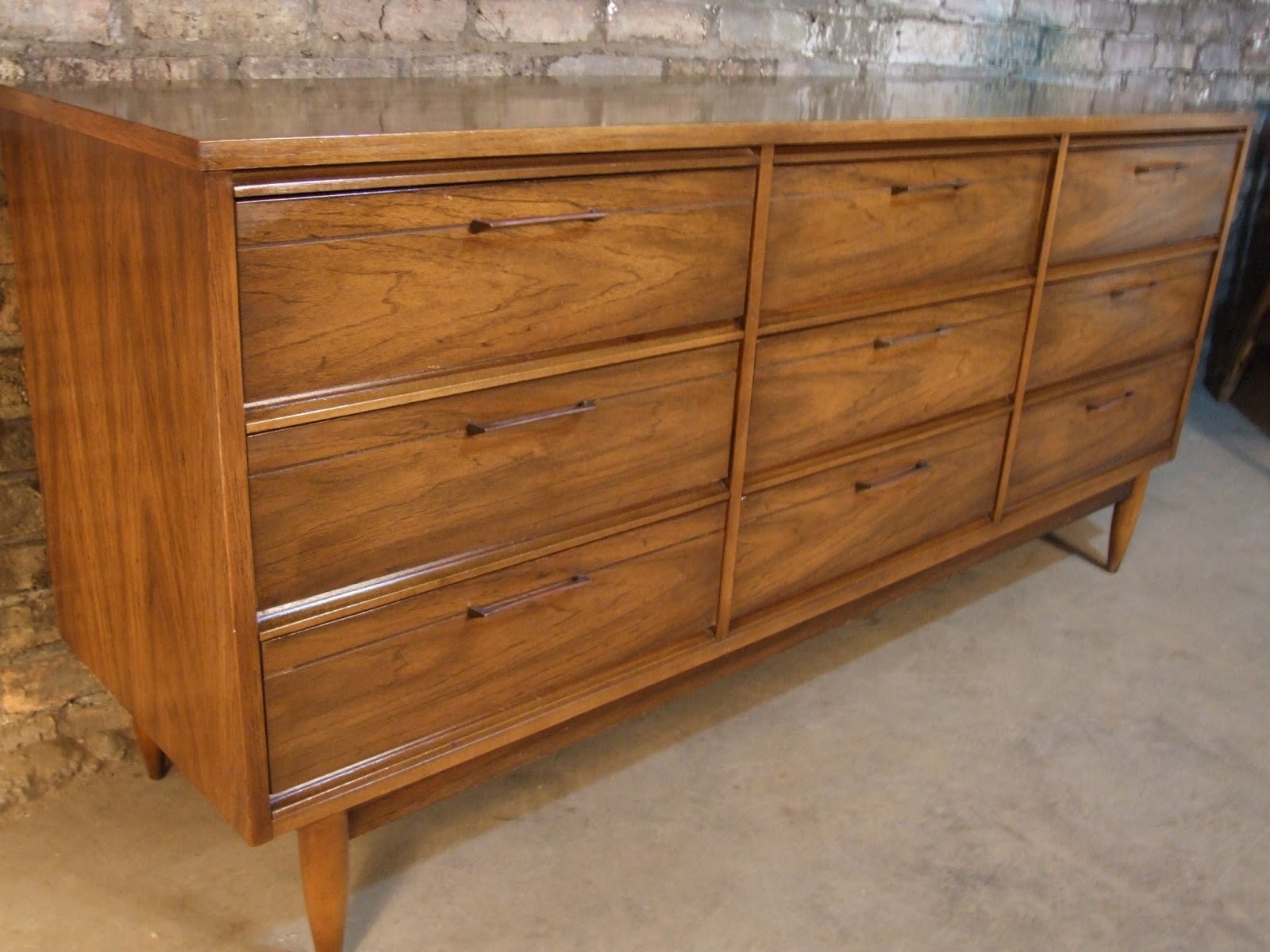 Mid Century Chicago Walnut Lowboy Dresser