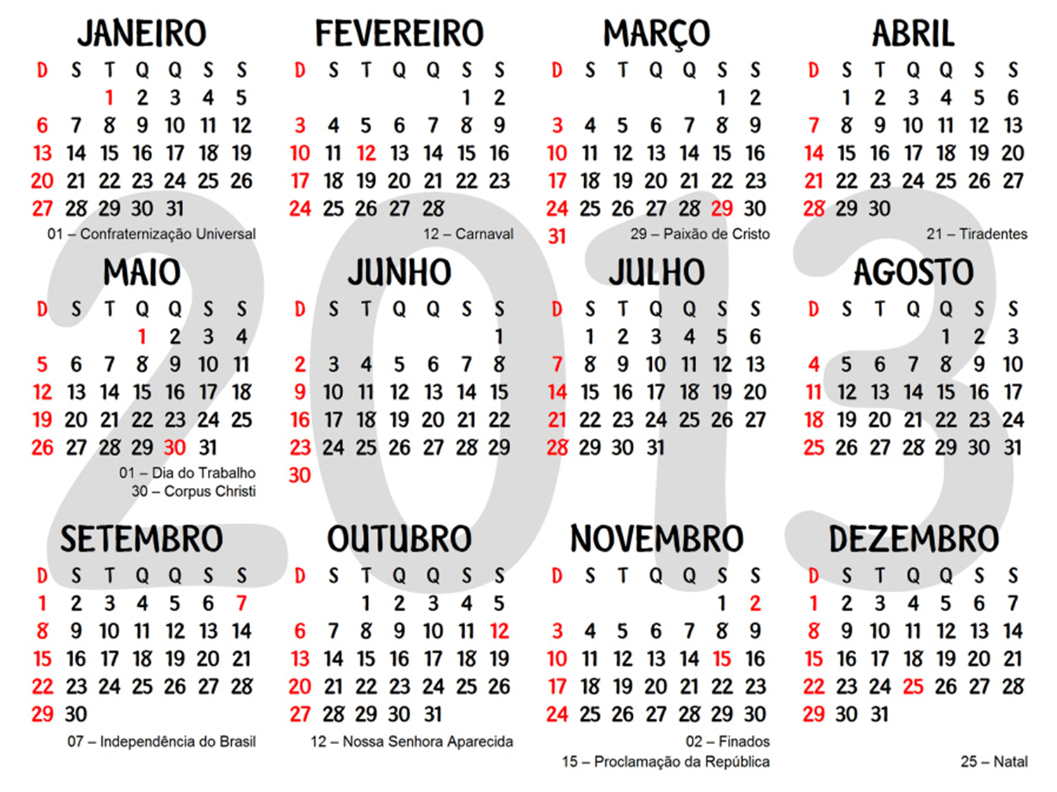 Calendario 2013 para imprimir: ¡Organiza tu año de forma práctica y sencilla!
