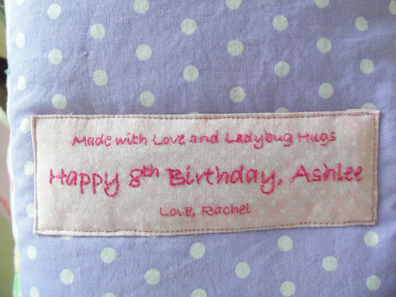 Made with Love and Ladybug Hugs Tutorial Embroidered Quilt Tags