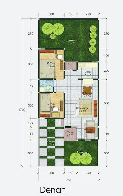 Gambar Denah Rumah Minimalis Type 60 Minimalis Modern 