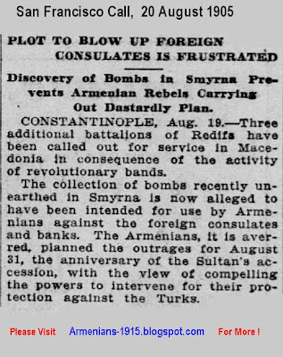 Plot To Blow Up Foreign Consulates By Armenian Rebels' Dastardly Plan -San Francisco Call -20 Aug 1905