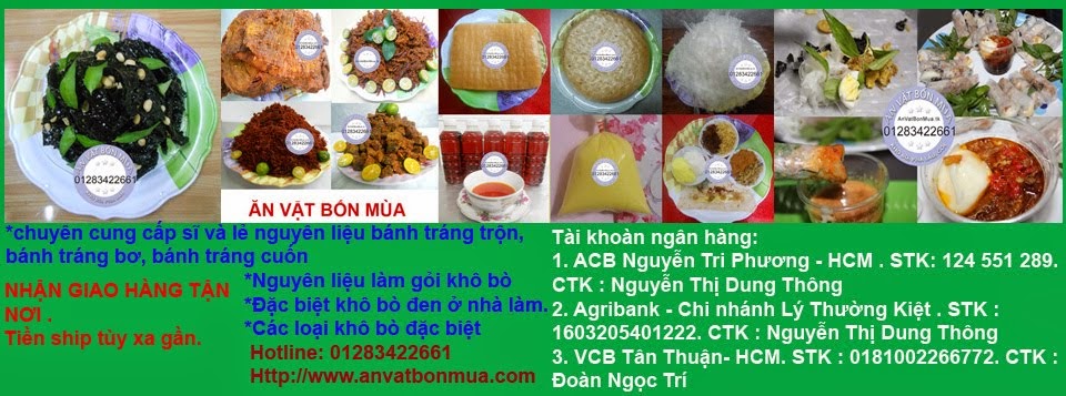 Nguyên liệu bánh tráng trộn Ăn Vặt Bốn Mùa