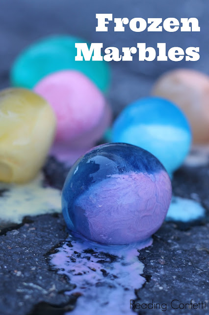 Frozen ice chalk marbles are a fun way for kids to play and create outside