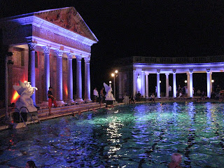 Nighttime swimmers in the Neptune Pool at Hearst Castle