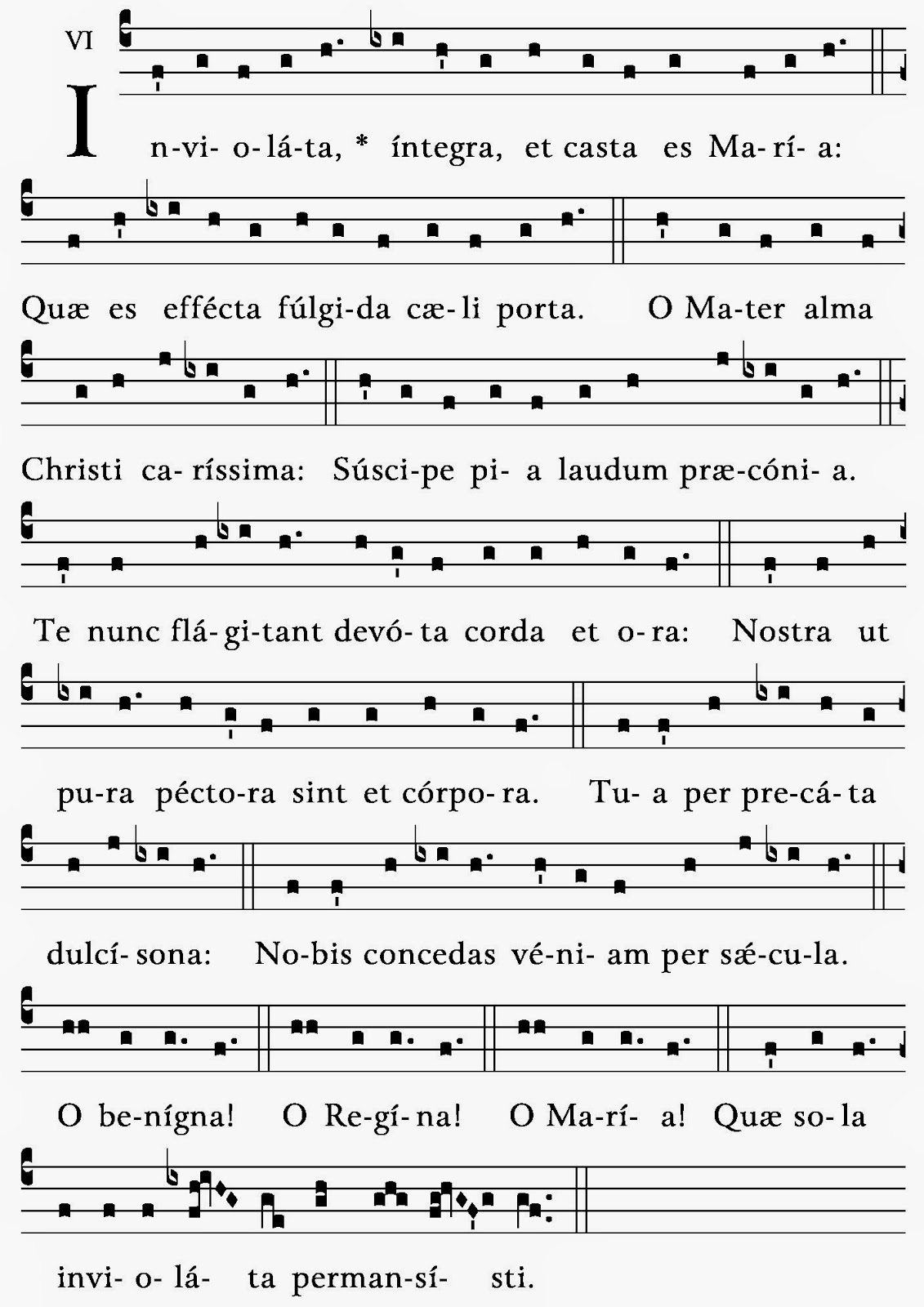 CANTUS GREGORIANUS INVIOLATA, INTEGRA ET CASTA EST MARIA (Hymnum