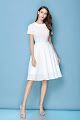 New 2017 Short Sleeve Hollow White Cotton Flare Dress