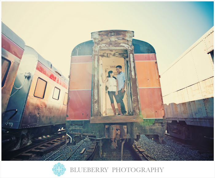 East Bay vintage rustic train car engagement photography session