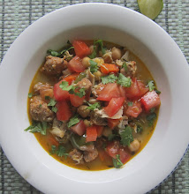 Chicken Chick Pea and Sausage Soup with Fresh Tomato