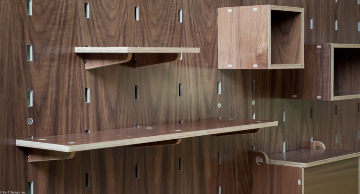 Pared - estantería de madera personalizable|Espacios en madera