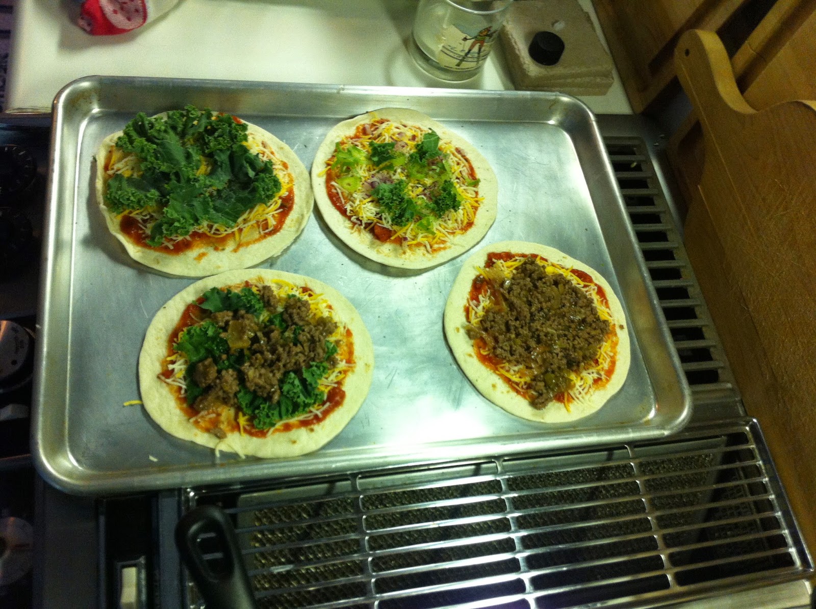 Corten Kitchen Kale Pizza, Teriaki Beef Pizza