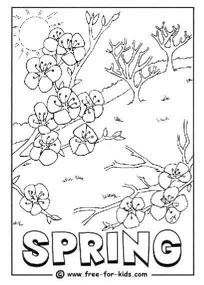 FREE! - Desenho para Colorir com Paisagem de Primavera