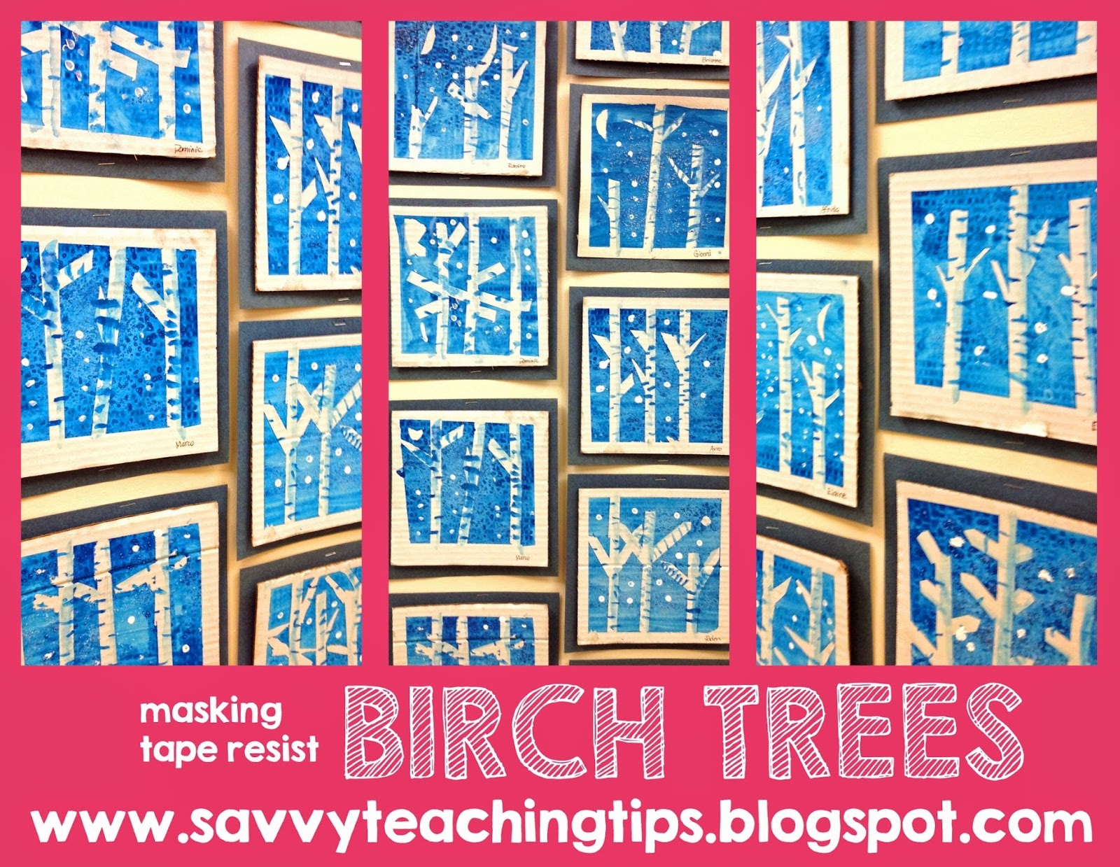 Masking Tape Resist Birch Trees savvy teaching tips