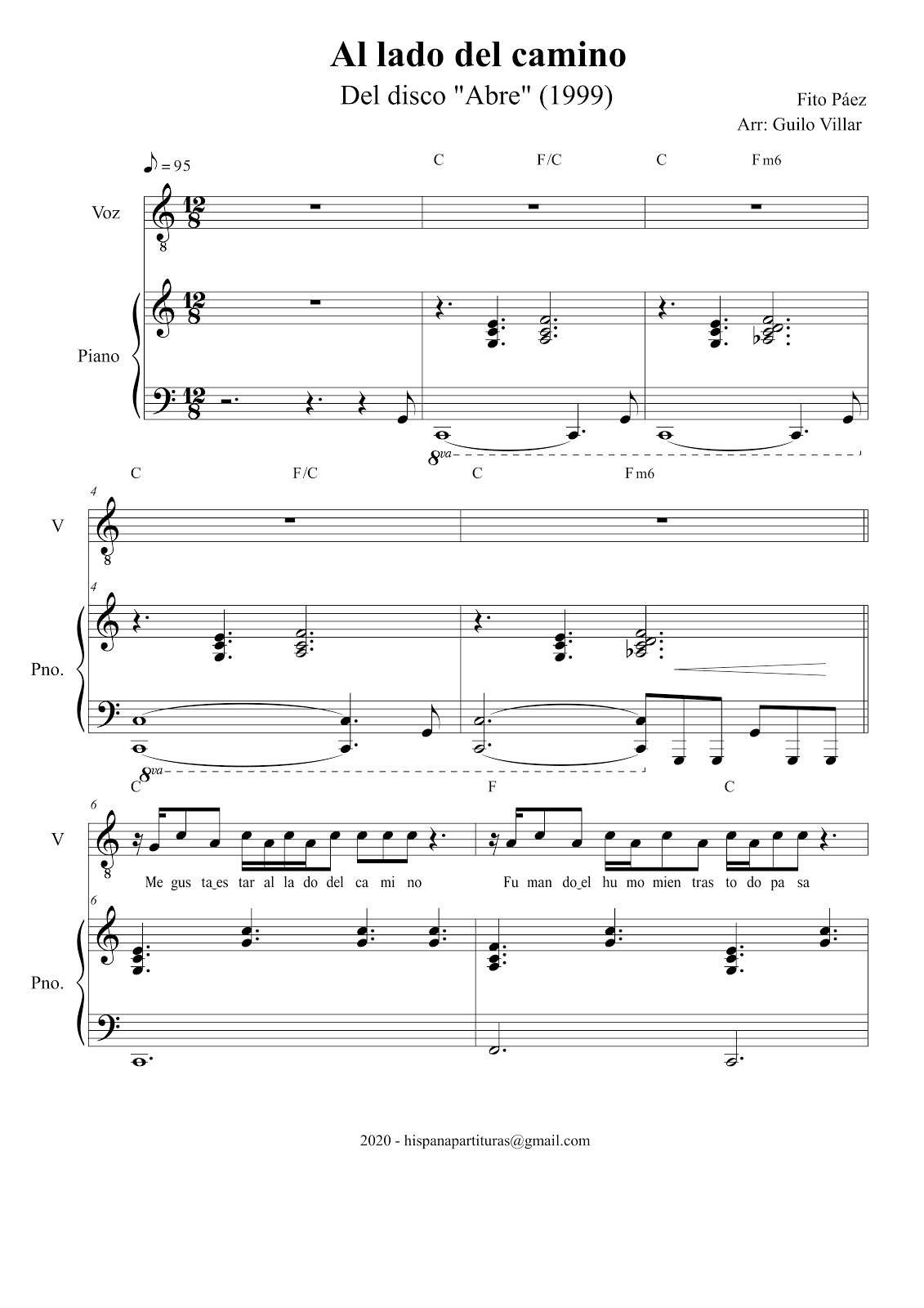 Partitura Para Piano De La Pared Shakira