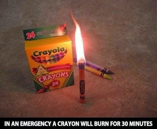 in an emergency a crayon will burn for 30 minutes