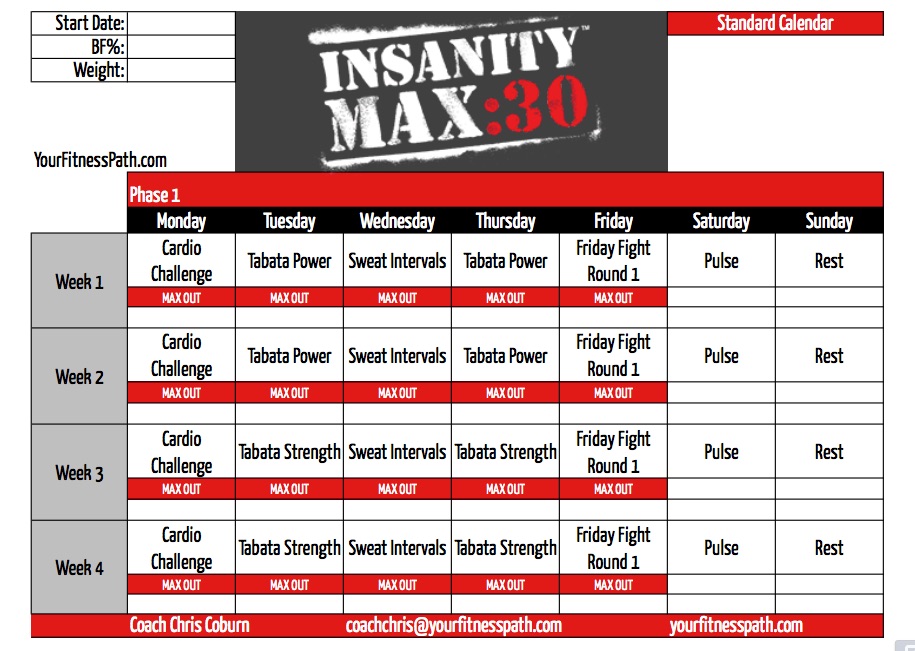  Beachbody Insanity Max 30 Workout for Push Pull Legs