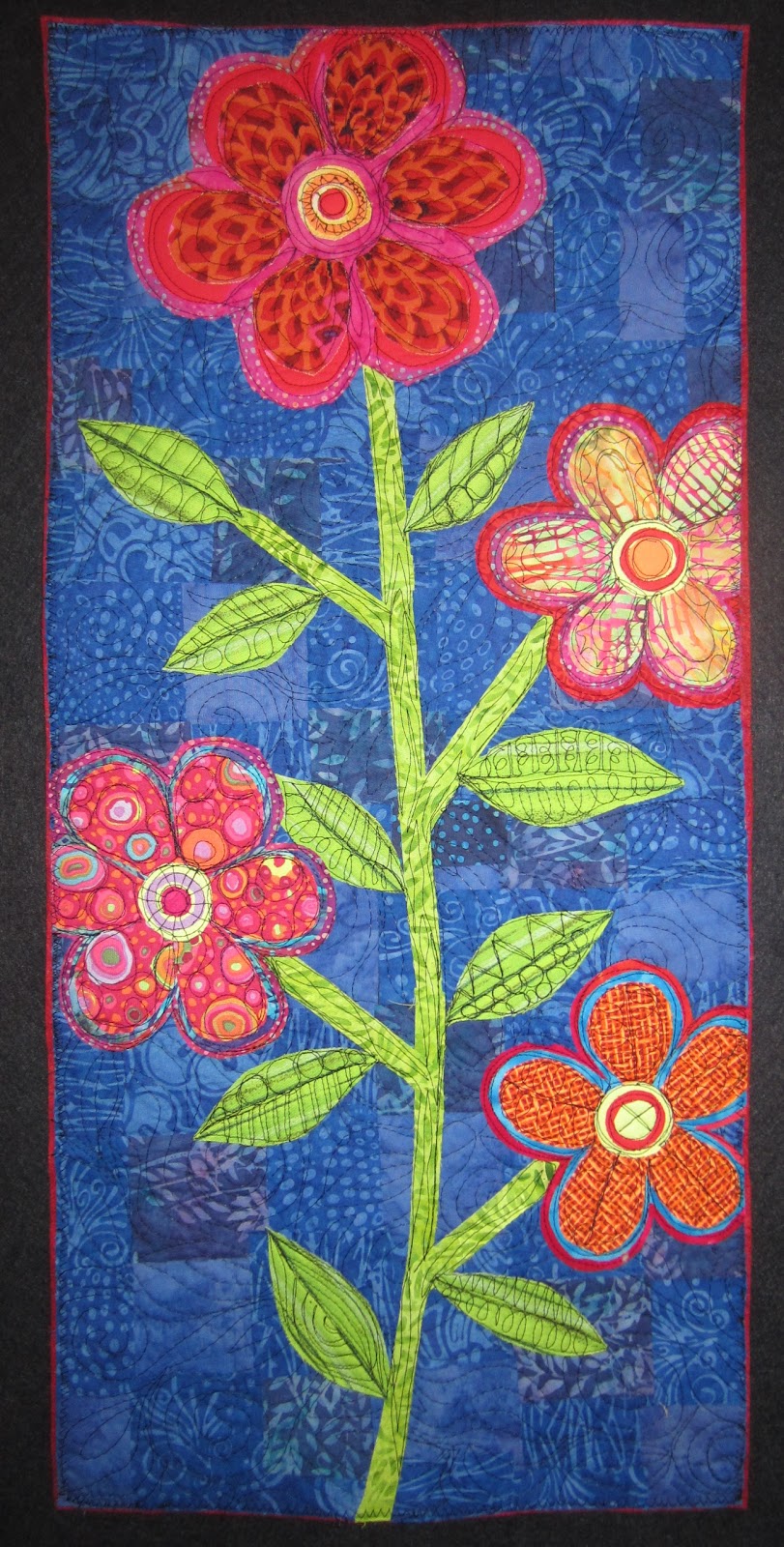 Twisted Sister Funky Floral Art Quilt