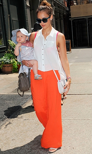 orange palazzo pants outfit
