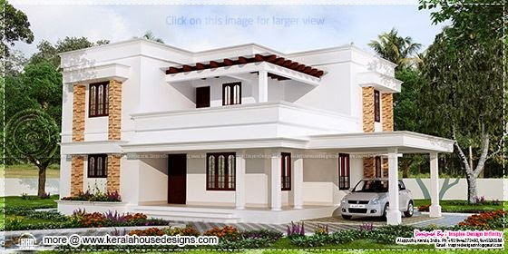 Flat roof white color house