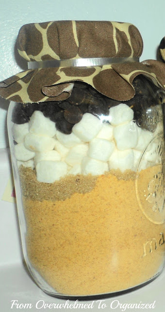 S'mores squares in mason jar.