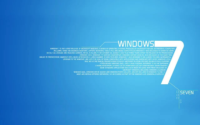 Blauwe Windows 7 wallpaper met witte 7