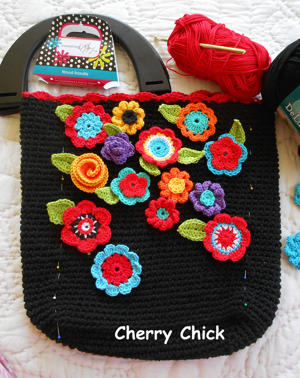 Cherry Chick A Colorful Crocheted Flower Handbag