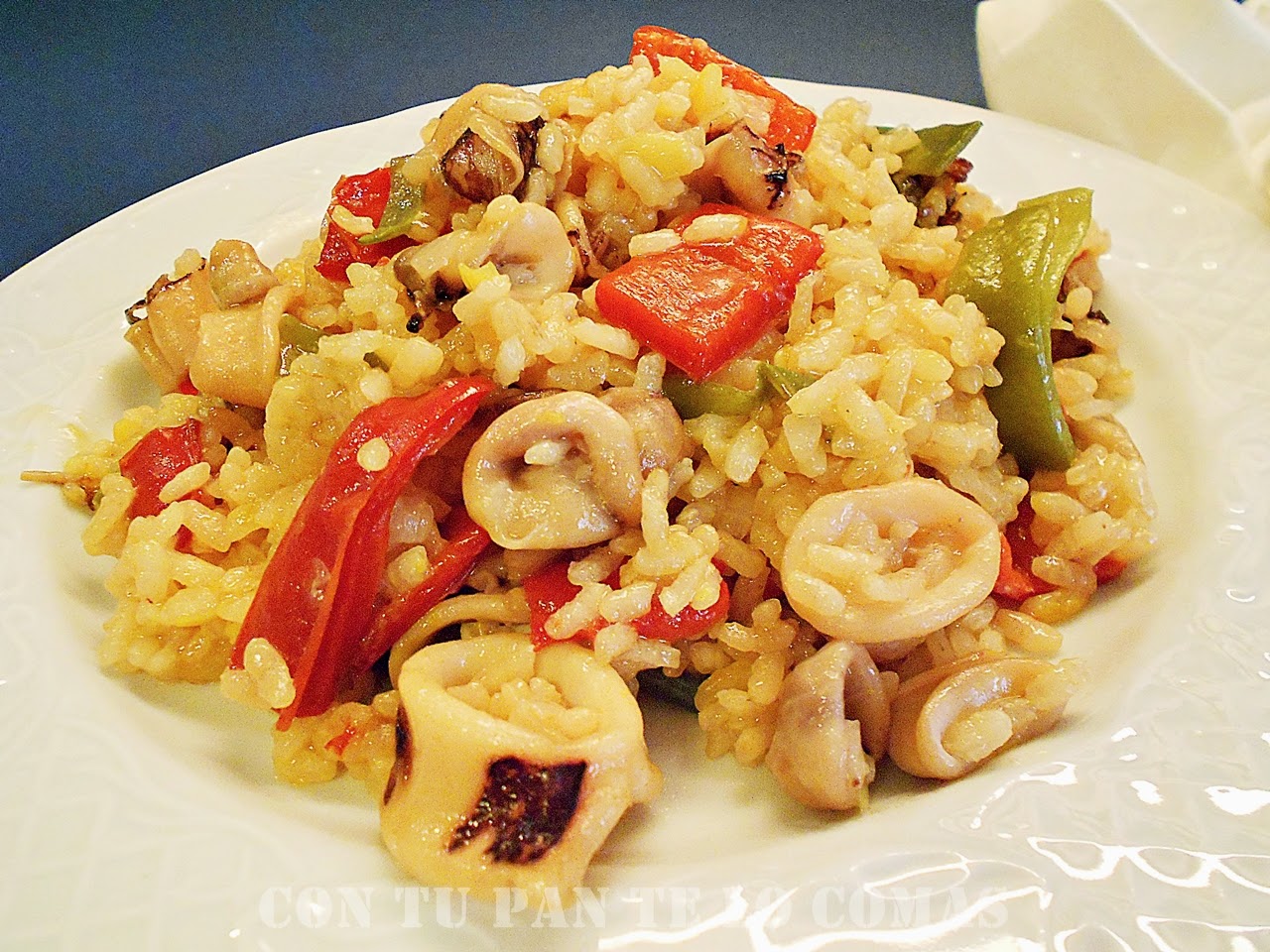 Arroz Con  Verduras Y Calamares