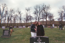 Mary and Diane at the cemetery