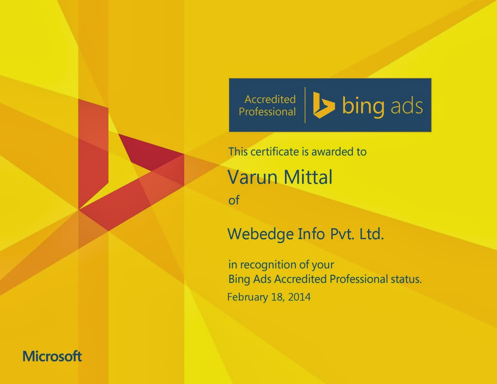 Bing Ads Accredited Professional