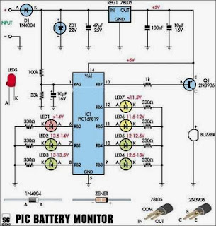  A Car Battery Monitor Circuit Diagram