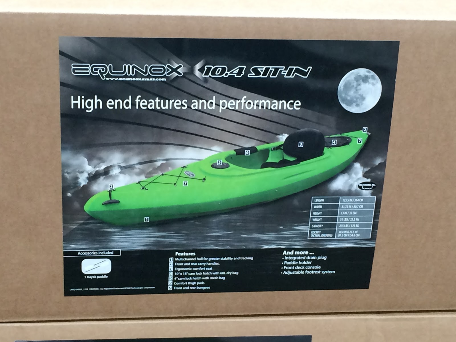 Equinox 10.4 Sitin Kayak with 2 piece paddle Costco Weekender