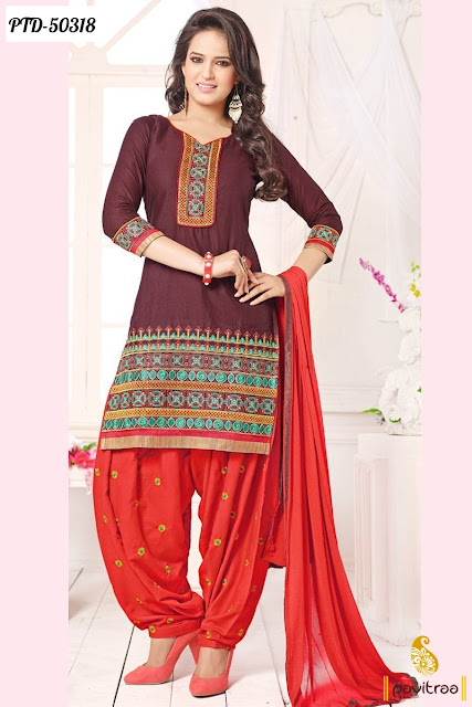 New Year 2015 2016 special brown color punjabi patiala salwar kameez online shopping at lowest price in India at pavitraa.in