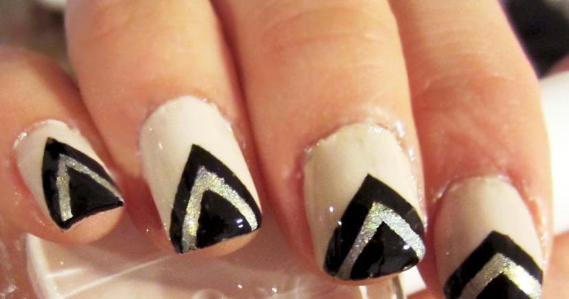 1. Pink and White Chevron Nail Design - wide 2