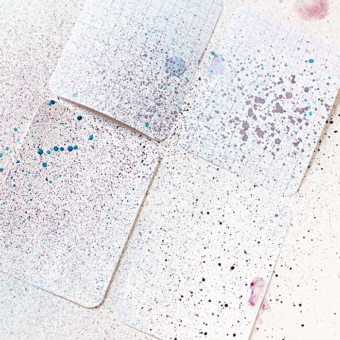 Heather Greenwood | Mixed Media Tutorial | misting experiment on project life grid cards