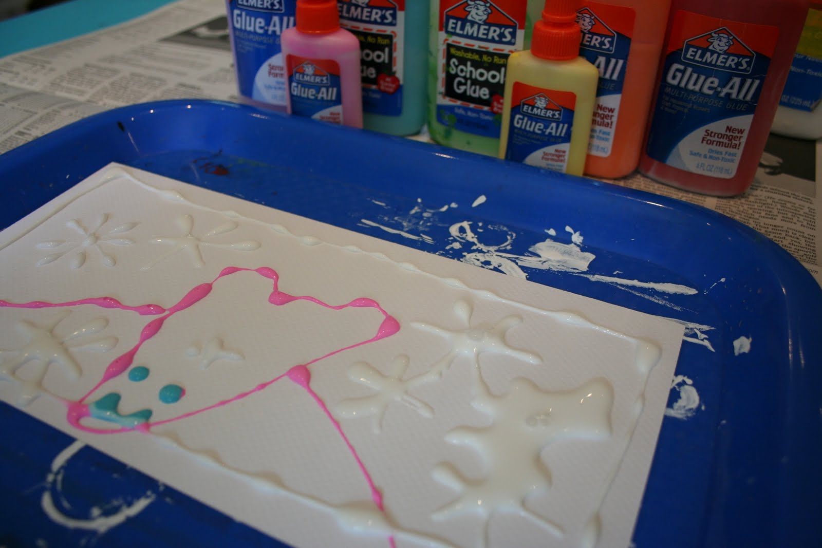 Pink and Green Mama * Salt and Glue Watercolor Paintings!