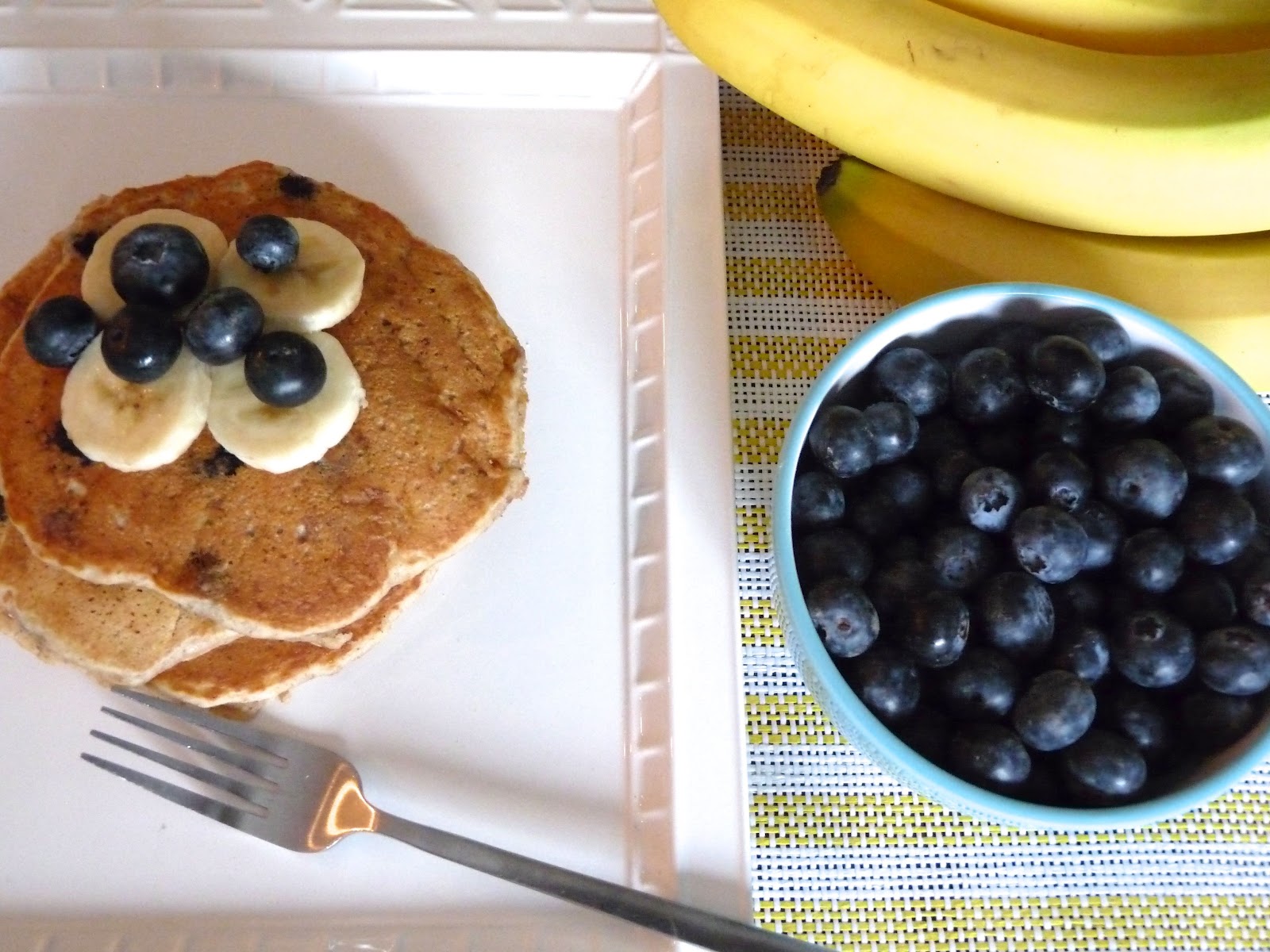 Whole Wheat Blueberry & Banana Pancakes
