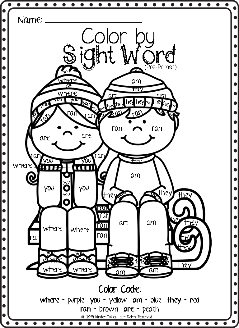 Worksheets Color By Sight Word Worksheets kinder tykes hope you enjoy