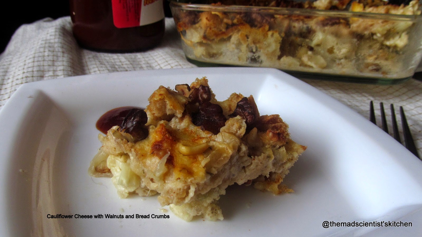 Cauliflower Cheese with Walnuts and Bread Crumbs