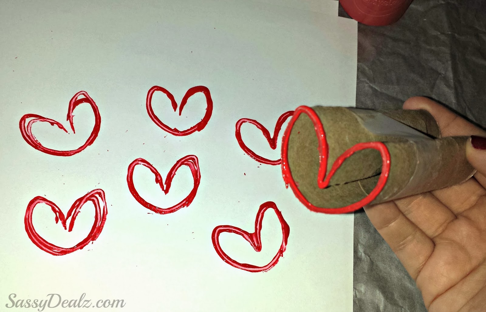 DIY Heart Stamp Using Toilet Paper Rolls (Kids Valentines Craft