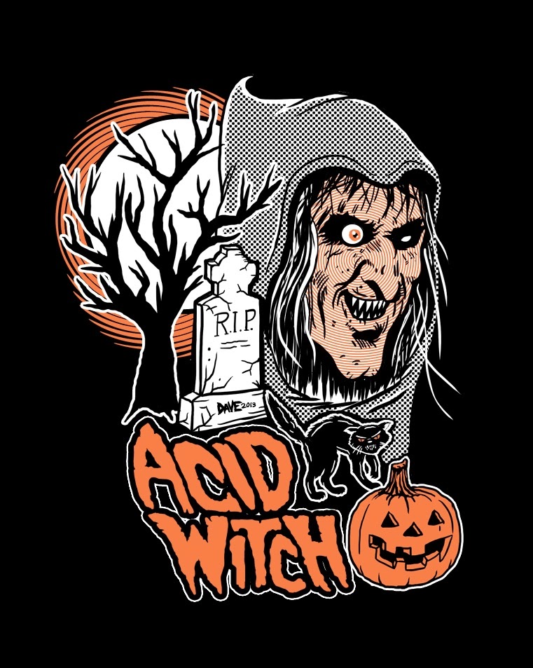 SLASHER DAVE ART ACID WITCH 2013 halloween shirt design